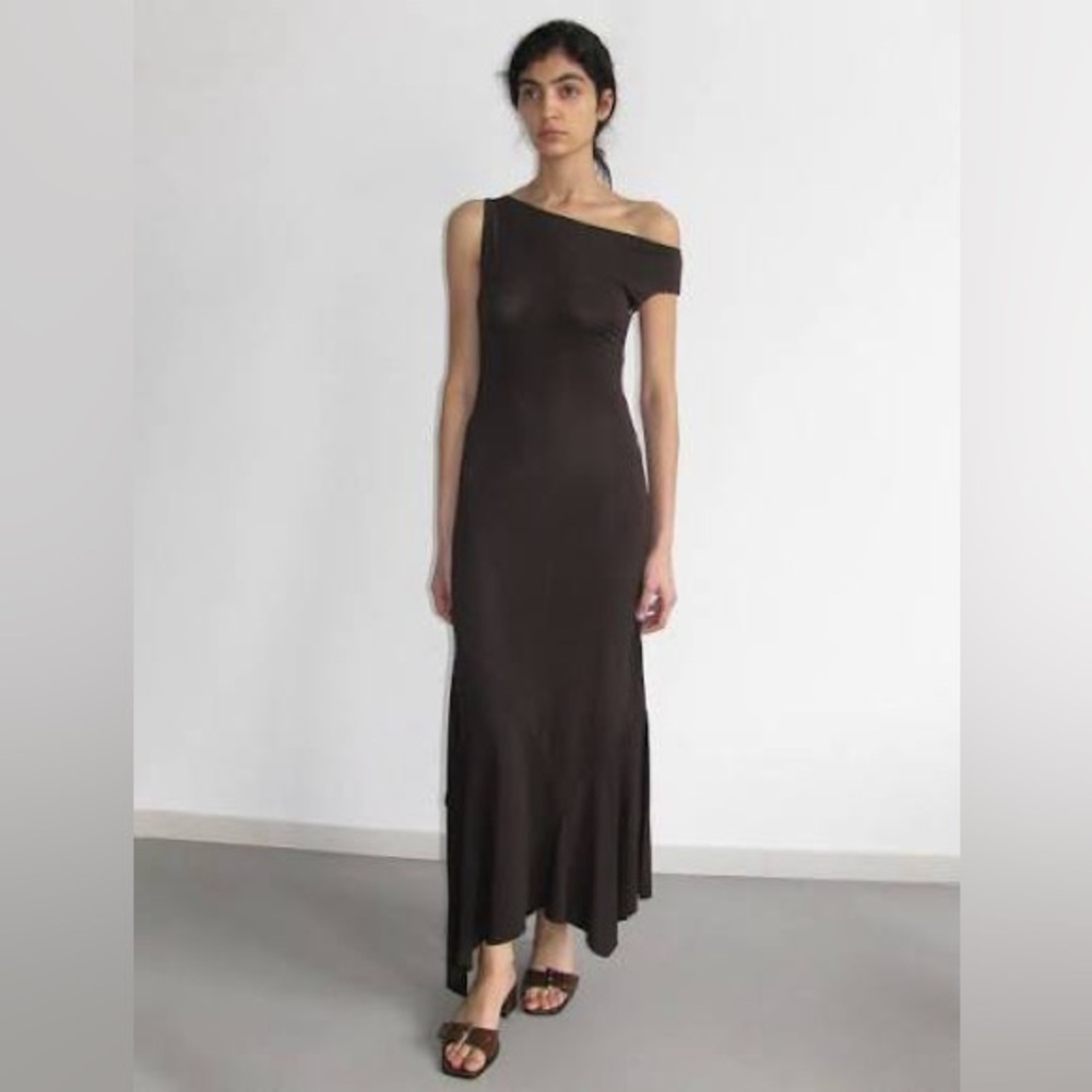 Paloma Wool Dark Brown One-Shoulder Dress